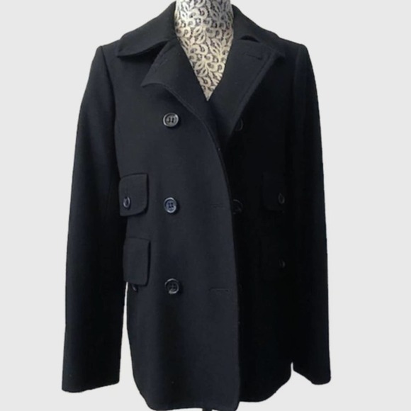 BCBGMaxAzria Wool Blend Classic Peacoat Black -Size Small - Picture 2 of 5